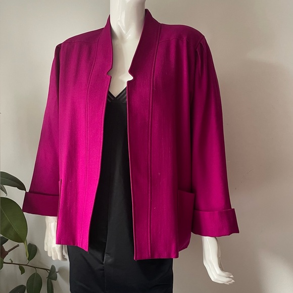 Perruzza Pure Virgin Wool Jacket  vintage Magenta Pink Cropped Italian Blazer - Picture 4 of 11
